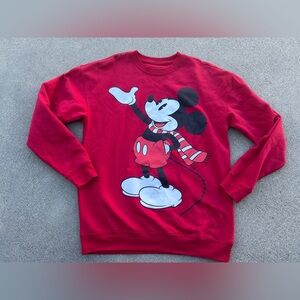 Disney Unisex Red Crewneck Sweater with Mickey Mouse Size Medium
